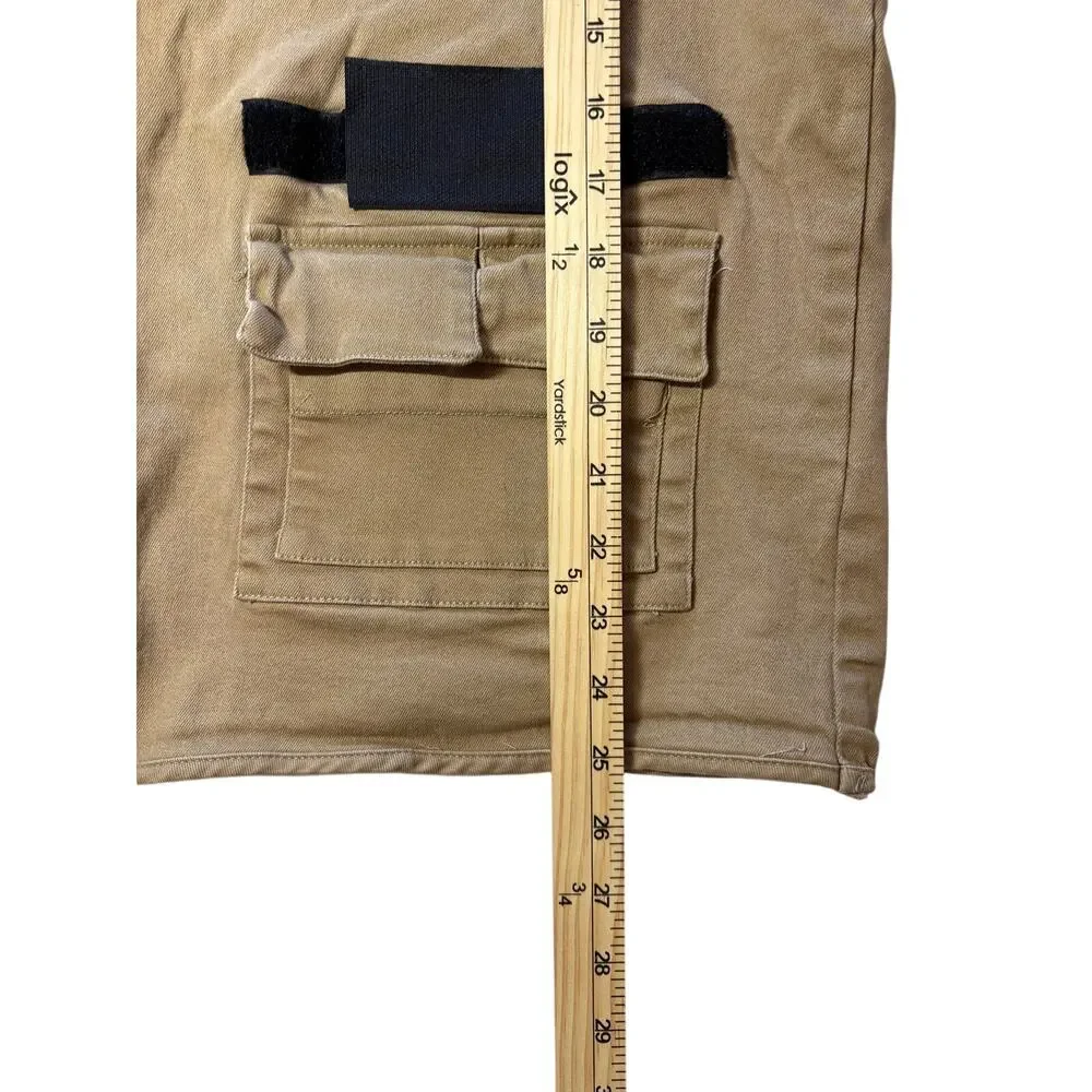 FASHIONNOVAMEN Utility Vest 2XL Men's Tan/Black Zipper V-Neck